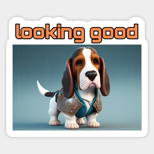 Basset Hound - Looking Good and dressed for success Sticker